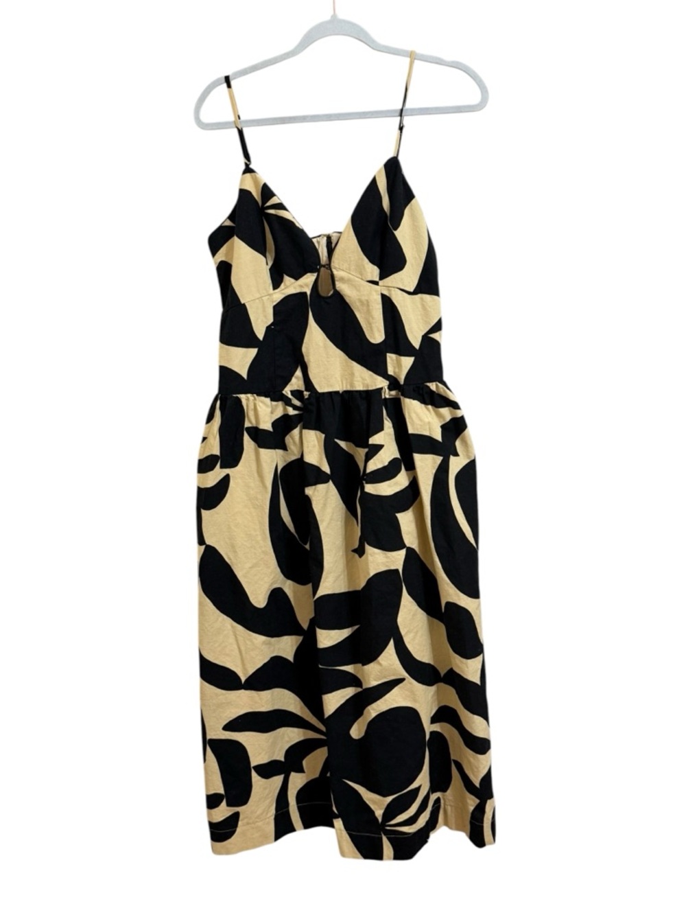 Mon Renn Surreal Midi Dress in Surreal Black,geometric print  pockets.Size large